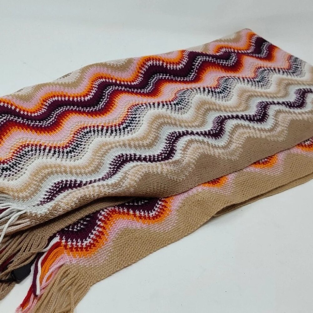 Missoni Women's Knit Scarf Approx L 70” W 20” Multi Color Wool Blend